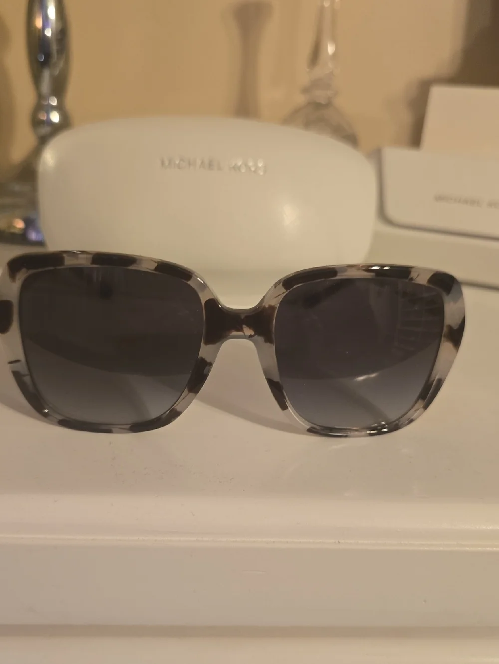 Michael Kors Black and Gray Tortoise Oversized Square Sunglasses - Picture 1 of 3